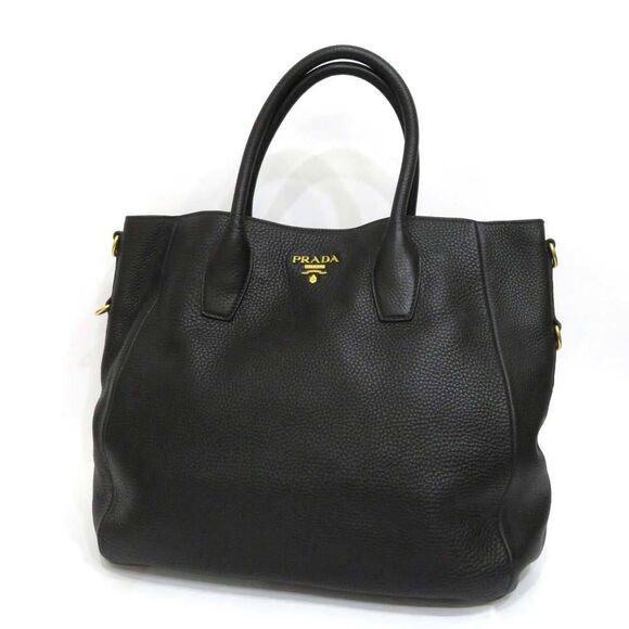 Prada Handbags - Prada 2 Way Bag Vitello Dino Leather Black